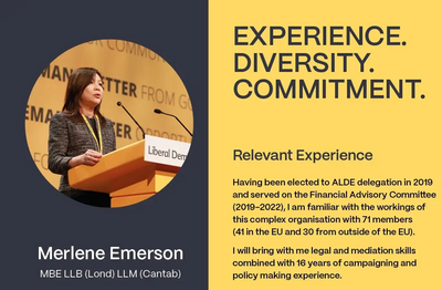 Merlene Emerson for ALDE delegation