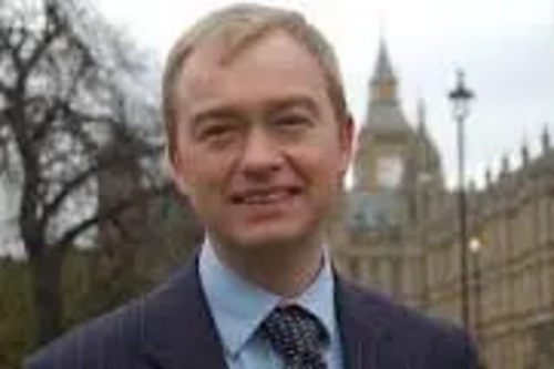 Tim Farron MP in front of Westminster